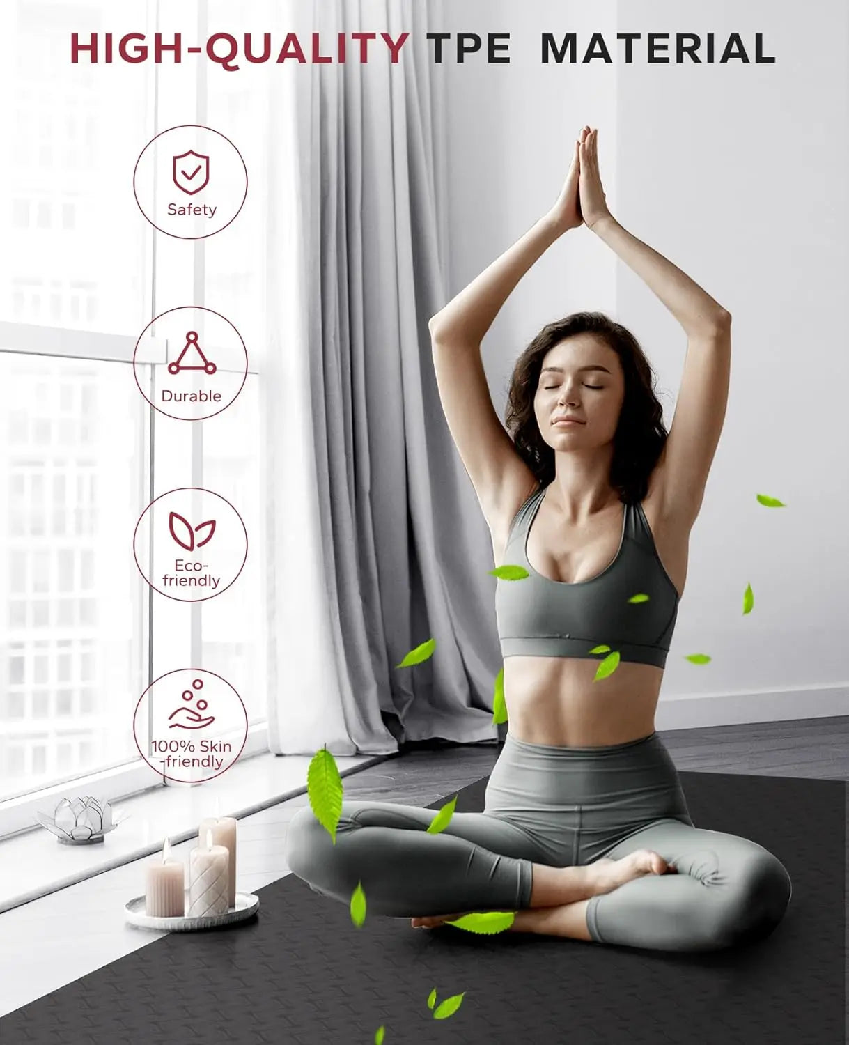 Extra Wide 72x36 Inch Yoga Mat, 6mm Thick Non-Slip Exercise Mat for Home Workout with Resistance Bands & Carry Bag