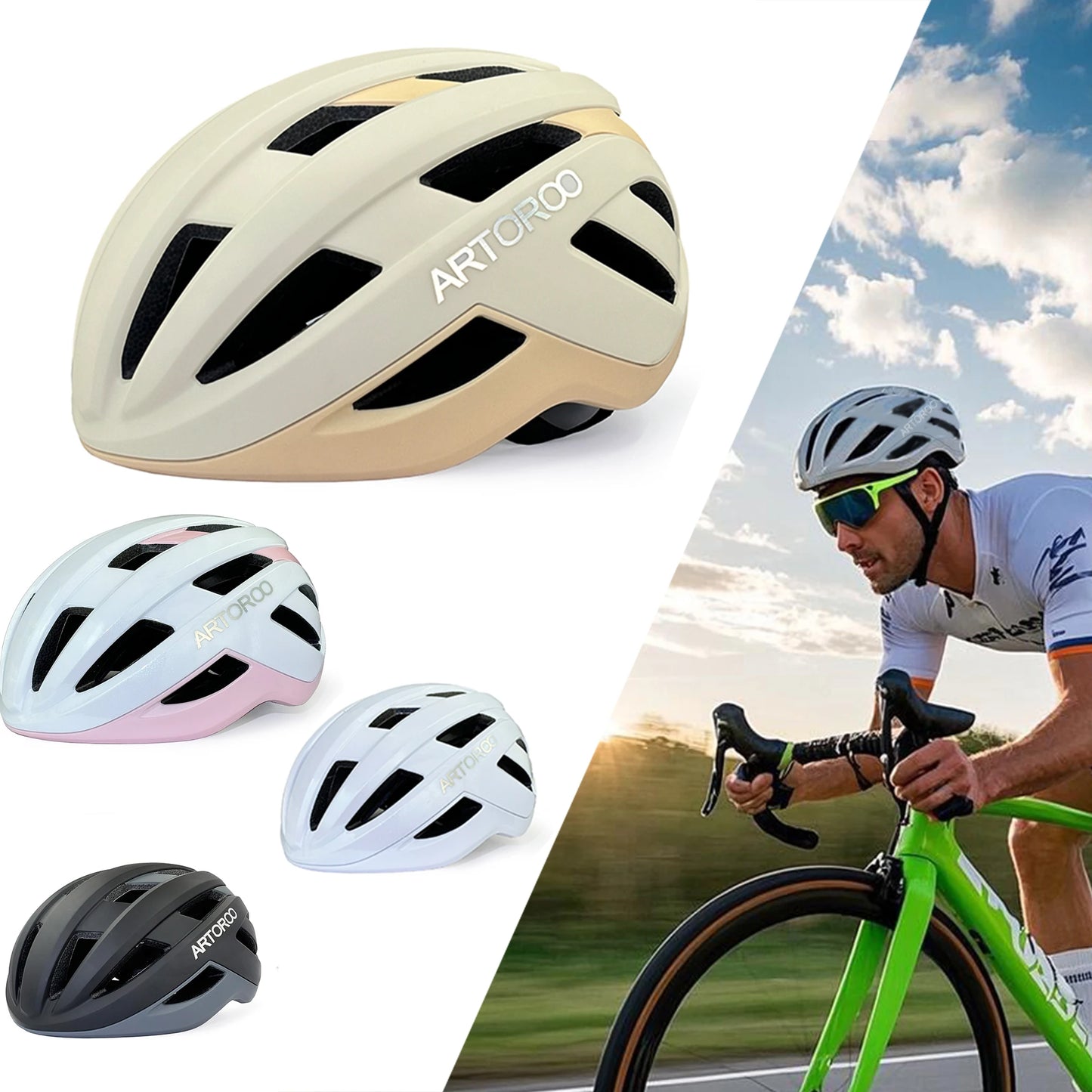 ARTOROO Road Bike Helmet for Adults, Bicycle Helmet Women and Men Cycling for Mountain Bike.