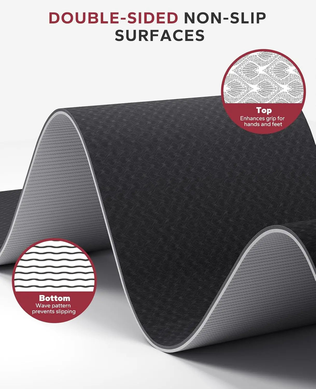 Extra Wide 72x36 Inch Yoga Mat, 6mm Thick Non-Slip Exercise Mat for Home Workout with Resistance Bands & Carry Bag