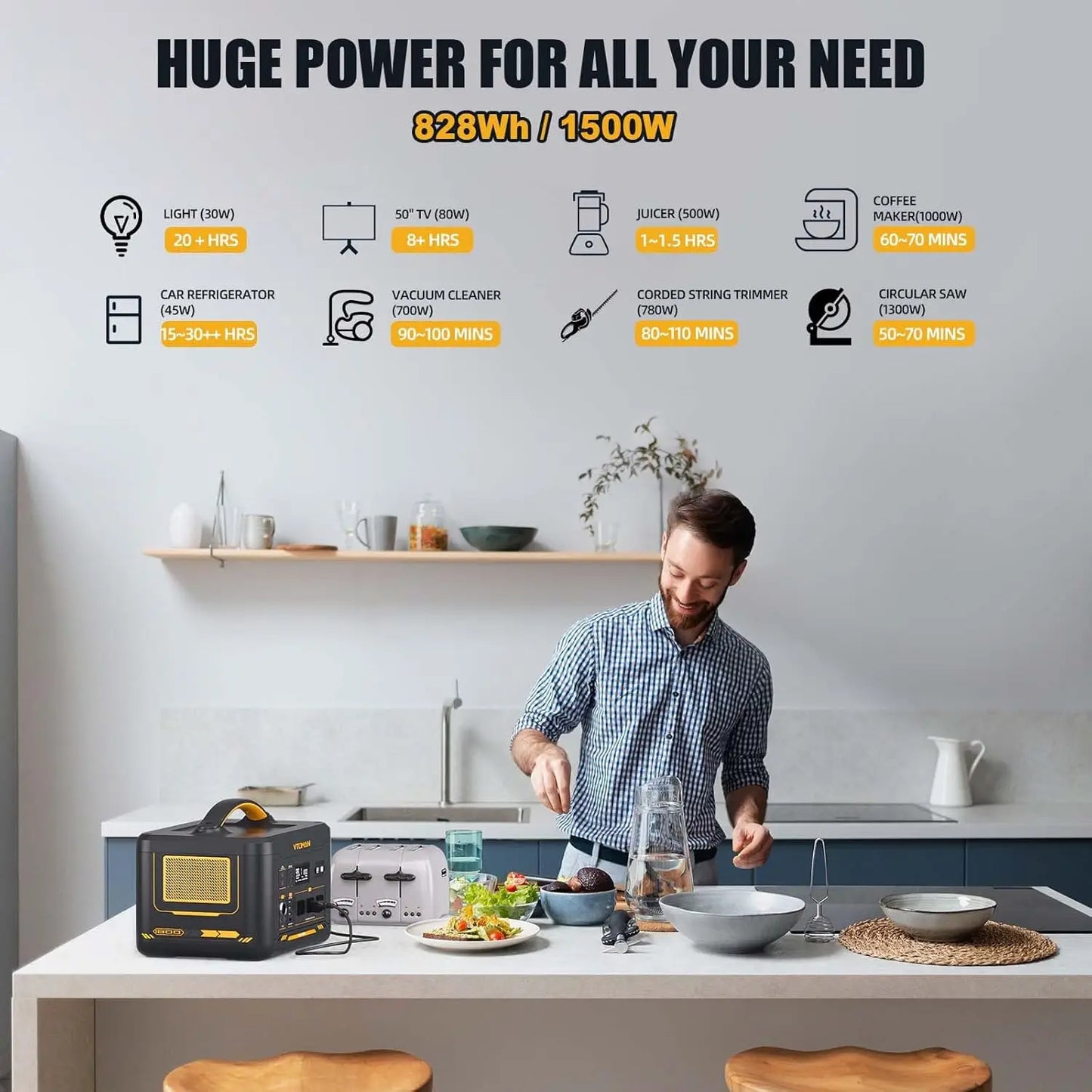 Jump 1500X Portable Power Station with Jump Start, 828Wh LiFePO4 Battery 1500W AC Outlets (3000W Surge) /100W USB-C, Customized