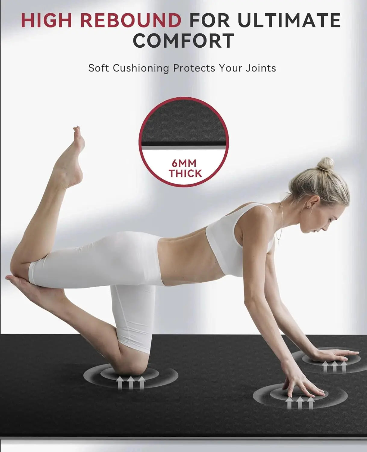 Extra Wide 72x36 Inch Yoga Mat, 6mm Thick Non-Slip Exercise Mat for Home Workout with Resistance Bands & Carry Bag