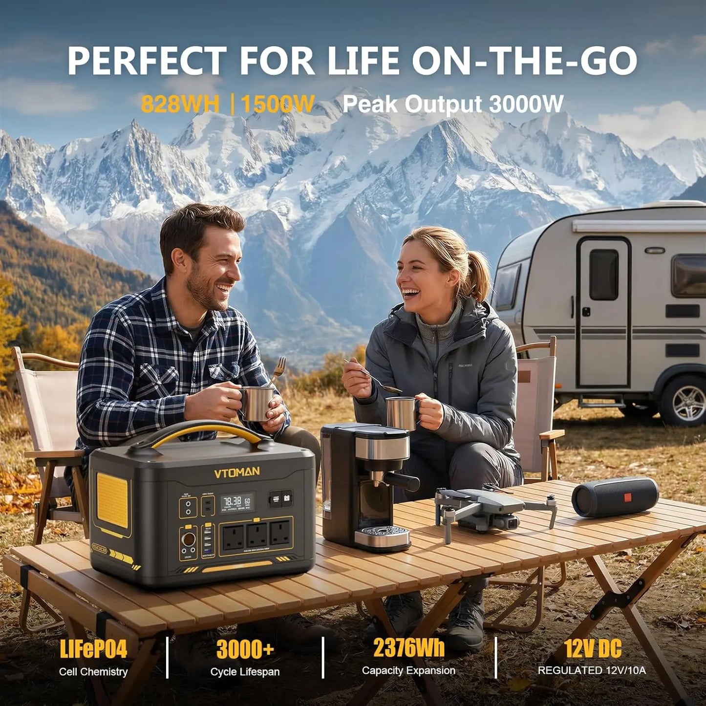 Jump 1500X Portable Power Station with Jump Start, 828Wh LiFePO4 Battery 1500W AC Outlets (3000W Surge) /100W USB-C, Customized