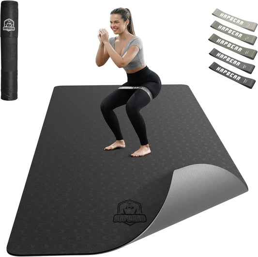 Extra Wide 72x36 Inch Yoga Mat, 6mm Thick Non-Slip Exercise Mat for Home Workout with Resistance Bands & Carry Bag
