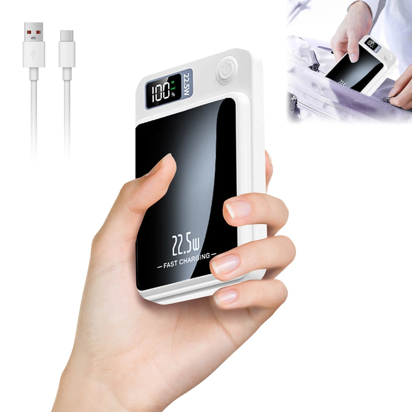 Wireless Power Bank 2-in-1 Magnetic 10000mAh Portable Charger Fast Charging 22.5W LED Power Display For Iphone Xiaomi Samsung